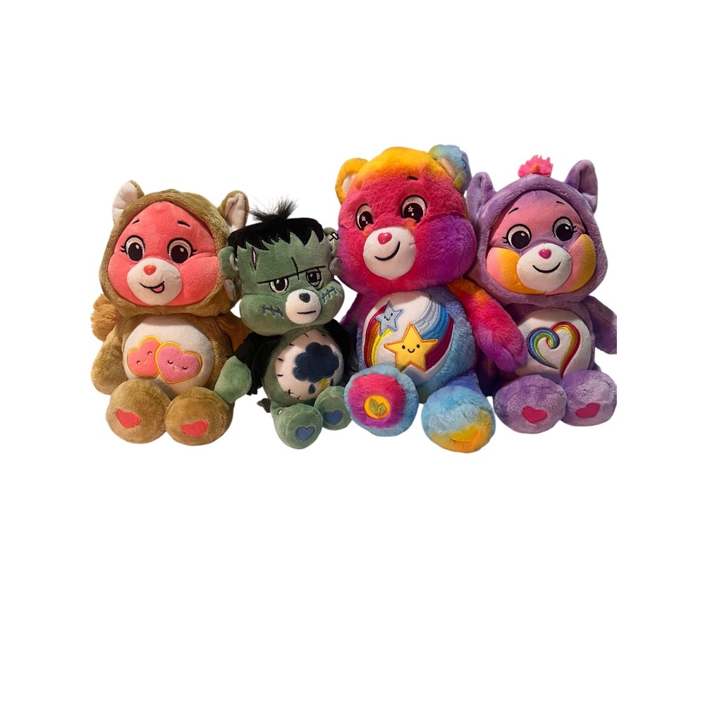 4 Care Bears Plush Love Frankenstein Halloween Rainbow Togetherness Share Bear